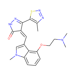 Cc1nnsc1C1=NNC(=O)/C1=C\c1cn(C)c2cccc(OCCN(C)C)c12 ZINC000073169944