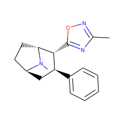 Cc1noc([C@@H]2[C@@H](c3ccccc3)C[C@H]3CC[C@H]2N3C)n1 ZINC000101975112