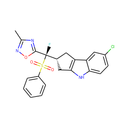 Cc1noc([C@](F)([C@H]2Cc3[nH]c4ccc(Cl)cc4c3C2)S(=O)(=O)c2ccccc2)n1 ZINC000040866595