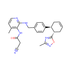 Cc1noc([C@H]2CC=CC[C@@H]2c2ccc(CNc3nccc(C)c3NC(=O)CC#N)cc2)n1 ZINC000028356881