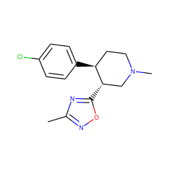 Cc1noc([C@H]2CN(C)CC[C@@H]2c2ccc(Cl)cc2)n1 ZINC000013474998