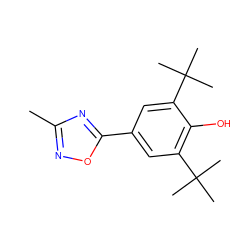 Cc1noc(-c2cc(C(C)(C)C)c(O)c(C(C)(C)C)c2)n1 ZINC000013727680