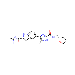 Cc1noc(-c2cc3cc(-c4nc(C(=O)NC[C@@H]5CCCO5)[nH]c4C)ccc3[nH]2)n1 ZINC000115832706