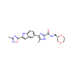 Cc1noc(-c2cc3cc(-c4nc(C(=O)NC[C@@H]5COCCO5)[nH]c4C)ccc3[nH]2)n1 ZINC000115863155