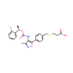 Cc1noc(-c2ccc(CSCCC(=O)O)cc2)c1NC(=O)O[C@H](C)c1ccccc1Cl ZINC000003819448