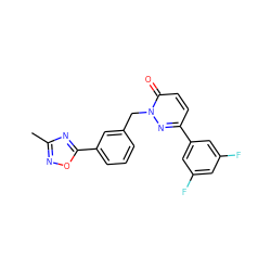 Cc1noc(-c2cccc(Cn3nc(-c4cc(F)cc(F)c4)ccc3=O)c2)n1 ZINC000141750023