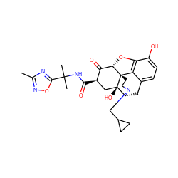 Cc1noc(C(C)(C)NC(=O)[C@@H]2C[C@@]3(O)[C@H]4Cc5ccc(O)c6c5[C@@]3(CCN4CC3CC3)[C@@H](O6)C2=O)n1 ZINC000169694485