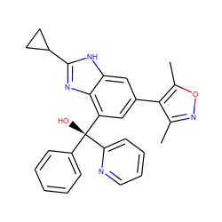 Cc1noc(C)c1-c1cc([C@@](O)(c2ccccc2)c2ccccn2)c2nc(C3CC3)[nH]c2c1 ZINC000219358941