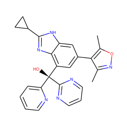 Cc1noc(C)c1-c1cc([C@@](O)(c2ccccn2)c2ncccn2)c2nc(C3CC3)[nH]c2c1 ZINC000219373869