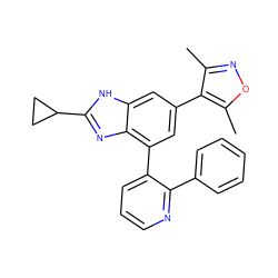 Cc1noc(C)c1-c1cc(-c2cccnc2-c2ccccc2)c2nc(C3CC3)[nH]c2c1 ZINC000219487638