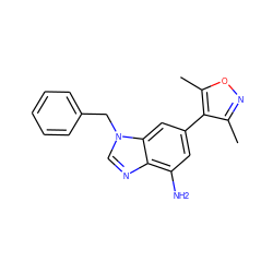 Cc1noc(C)c1-c1cc(N)c2ncn(Cc3ccccc3)c2c1 ZINC000222111830