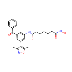 Cc1noc(C)c1-c1cc(NC(=O)CCCCCC(=O)NO)cc(C(=O)c2ccccc2)c1 ZINC000653887793