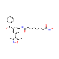 Cc1noc(C)c1-c1cc(NC(=O)CCCCCCC(=O)NO)cc(C(=O)c2ccccc2)c1 ZINC000653889646