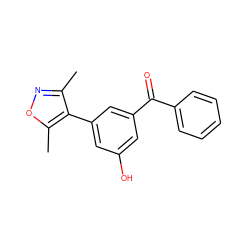 Cc1noc(C)c1-c1cc(O)cc(C(=O)c2ccccc2)c1 ZINC000095590571