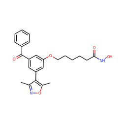 Cc1noc(C)c1-c1cc(OCCCCCC(=O)NO)cc(C(=O)c2ccccc2)c1 ZINC000653899219