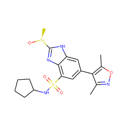 Cc1noc(C)c1-c1cc(S(=O)(=O)NC2CCCC2)c2nc([S@+](C)[O-])[nH]c2c1 ZINC000219546021