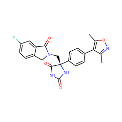 Cc1noc(C)c1-c1ccc([C@]2(CN3Cc4ccc(F)cc4C3=O)NC(=O)NC2=O)cc1 ZINC000035970330