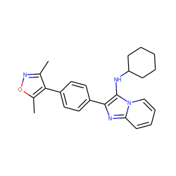 Cc1noc(C)c1-c1ccc(-c2nc3ccccn3c2NC2CCCCC2)cc1 ZINC000299841330