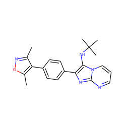 Cc1noc(C)c1-c1ccc(-c2nc3ncccn3c2NC(C)(C)C)cc1 ZINC000299840106