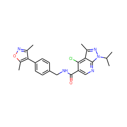 Cc1noc(C)c1-c1ccc(CNC(=O)c2cnc3c(c(C)nn3C(C)C)c2Cl)cc1 ZINC000049112059