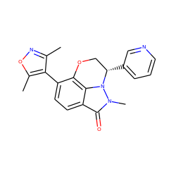 Cc1noc(C)c1-c1ccc2c(=O)n(C)n3c2c1OC[C@@H]3c1cccnc1 ZINC000223113027