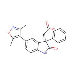 Cc1noc(C)c1-c1ccc2c(c1)[C@@](CC(=O)O)(c1ccccc1)C(=O)N2 ZINC000219445989