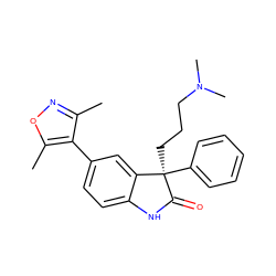 Cc1noc(C)c1-c1ccc2c(c1)[C@@](CCCN(C)C)(c1ccccc1)C(=O)N2 ZINC000219461748