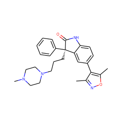 Cc1noc(C)c1-c1ccc2c(c1)[C@@](CCCN1CCN(C)CC1)(c1ccccc1)C(=O)N2 ZINC000219446713