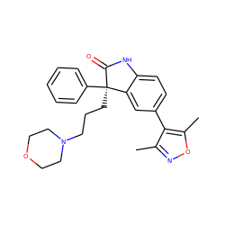 Cc1noc(C)c1-c1ccc2c(c1)[C@@](CCCN1CCOCC1)(c1ccccc1)C(=O)N2 ZINC000219446363