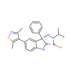 Cc1noc(C)c1-c1ccc2c(c1)[C@@](N[C@@H](CO)C(C)C)(c1ccccc1)C(=O)N2 ZINC001772648095