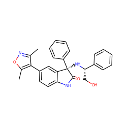 Cc1noc(C)c1-c1ccc2c(c1)[C@@](N[C@@H](CO)c1ccccc1)(c1ccccc1)C(=O)N2 ZINC001772605999