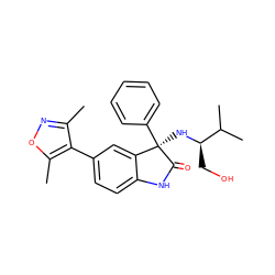 Cc1noc(C)c1-c1ccc2c(c1)[C@@](N[C@H](CO)C(C)C)(c1ccccc1)C(=O)N2 ZINC001772576016