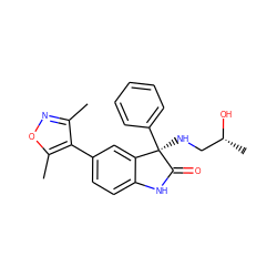 Cc1noc(C)c1-c1ccc2c(c1)[C@@](NC[C@@H](C)O)(c1ccccc1)C(=O)N2 ZINC001772651856