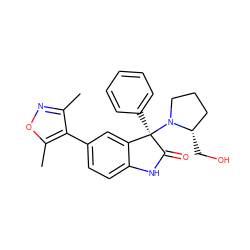 Cc1noc(C)c1-c1ccc2c(c1)[C@@](c1ccccc1)(N1CCC[C@@H]1CO)C(=O)N2 ZINC000219428997