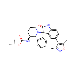 Cc1noc(C)c1-c1ccc2c(c1)[C@@](c1ccccc1)(N1CCC[C@H](NC(=O)OC(C)(C)C)C1)C(=O)N2 ZINC000219395908