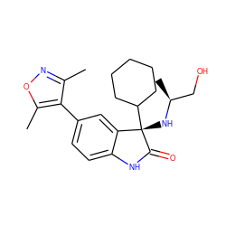 Cc1noc(C)c1-c1ccc2c(c1)[C@](N[C@@H](C)CO)(C1CCCCC1)C(=O)N2 ZINC000219270831