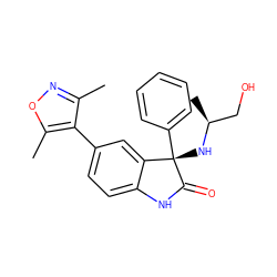 Cc1noc(C)c1-c1ccc2c(c1)[C@](N[C@@H](C)CO)(c1ccccc1)C(=O)N2 ZINC001772588772