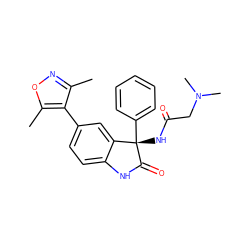 Cc1noc(C)c1-c1ccc2c(c1)[C@](NC(=O)CN(C)C)(c1ccccc1)C(=O)N2 ZINC000219446548