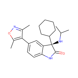 Cc1noc(C)c1-c1ccc2c(c1)[C@](NC(C)C)(C1CCCCC1)C(=O)N2 ZINC000219462272