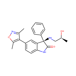 Cc1noc(C)c1-c1ccc2c(c1)[C@](NC[C@H](C)O)(c1ccccc1)C(=O)N2 ZINC001772621713