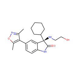 Cc1noc(C)c1-c1ccc2c(c1)[C@](NCCO)(C1CCCCC1)C(=O)N2 ZINC000219271035