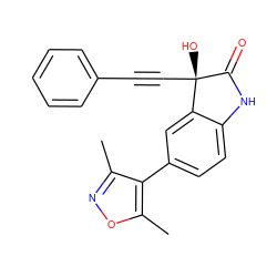 Cc1noc(C)c1-c1ccc2c(c1)[C@](O)(C#Cc1ccccc1)C(=O)N2 ZINC000219520355