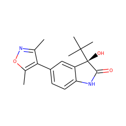 Cc1noc(C)c1-c1ccc2c(c1)[C@](O)(C(C)(C)C)C(=O)N2 ZINC000219535037