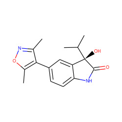 Cc1noc(C)c1-c1ccc2c(c1)[C@](O)(C(C)C)C(=O)N2 ZINC000219548571