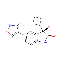 Cc1noc(C)c1-c1ccc2c(c1)[C@](O)(C1CCC1)C(=O)N2 ZINC000219520829