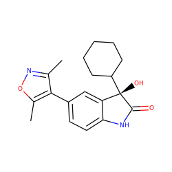 Cc1noc(C)c1-c1ccc2c(c1)[C@](O)(C1CCCCC1)C(=O)N2 ZINC000220520729