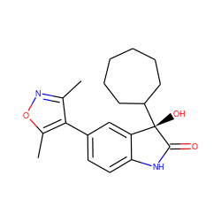 Cc1noc(C)c1-c1ccc2c(c1)[C@](O)(C1CCCCCC1)C(=O)N2 ZINC000219520668