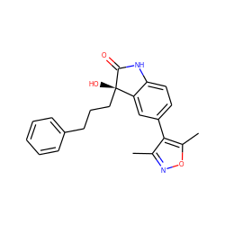 Cc1noc(C)c1-c1ccc2c(c1)[C@](O)(CCCc1ccccc1)C(=O)N2 ZINC000219548926