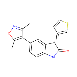 Cc1noc(C)c1-c1ccc2c(c1)[C@H](c1ccsc1)C(=O)N2 ZINC000219462455