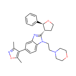 Cc1noc(C)c1-c1ccc2c(c1)nc([C@H]1CCO[C@@H]1c1ccccc1)n2CCN1CCOCC1 ZINC001772606455